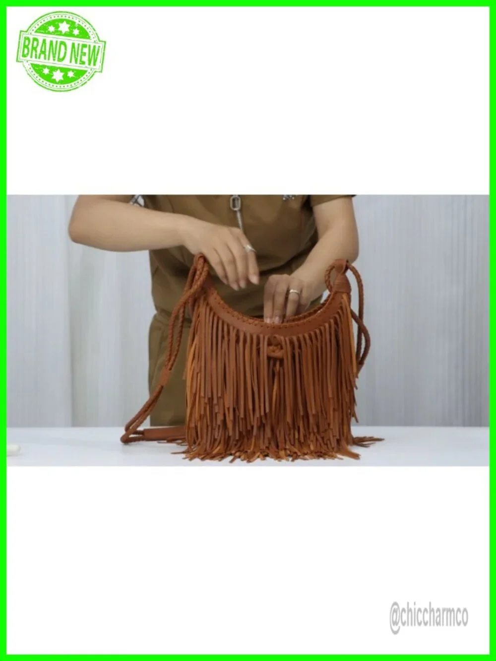 Vegan Faux Suede Leather Fringe Hobo Bag Crossbody Purse with Tassel